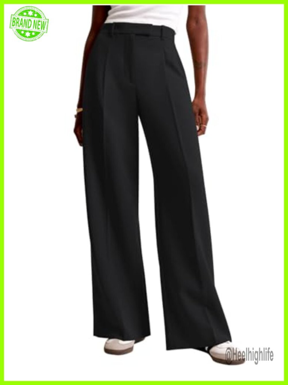 Wide Leg High Waisted Dress Trousers with Pockets Business Casual Work Pants